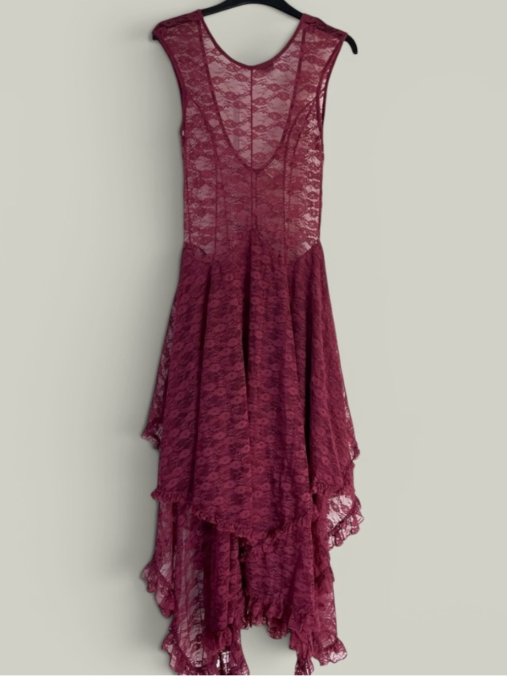 FP Intimately ‘French Courtship’ Asymmetrical Maxi Slip Dress in Red Vintage XS - Picture 6 of 13